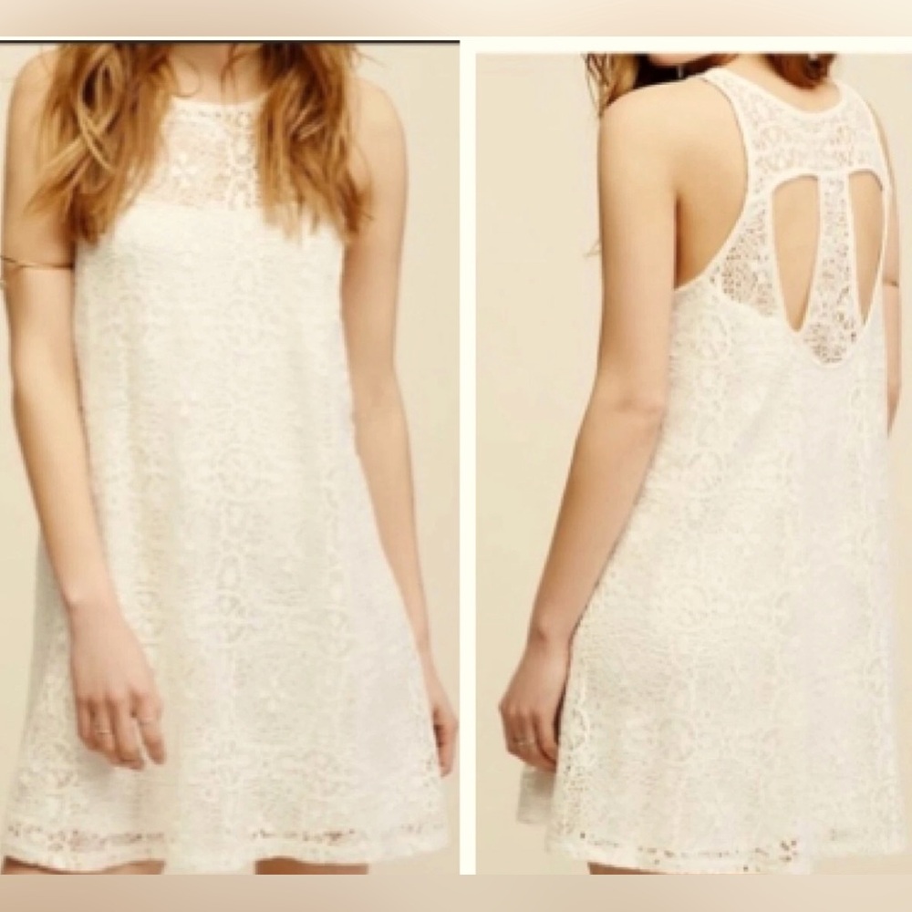 Free people Women lace mini dress  Cotton Blend Ivory Size S